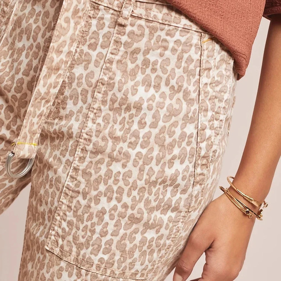 ANTHROPOLOGIE The Wanderer Animal Leopard Straight Relaxed Leg Pants Cotton 29 - Picture 4 of 11